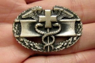 Us Army Korean War Sterling Combat Medic Badge - Simon