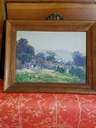 Oil By Listed American Artist " Hanson Puthuff " Signed " Rose Hued Sky "