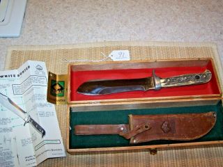 Vintage Puma White Hunter No.  6377 With Sheath With Paperwork