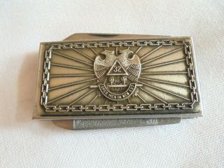 Vintage Masonic 32nd Degree Pocket Knife Money Clip