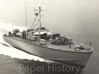 Uss Pt - 809 Authentic Us Navy 8x10 Photo 1951 Korean War Era Experimental Boat