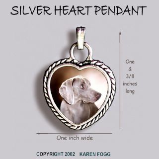 Weimaraner Dog - Ornate Heart Pendant Tibetan Silver