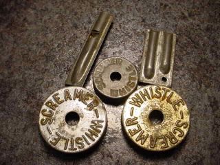 Vintage Tin Cracker Jack Set Of 5 Whistles