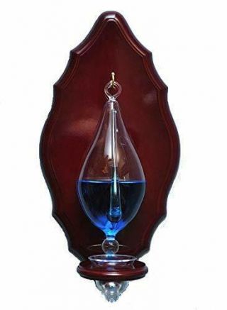 Stanley London Hand Blown Weather Glass Barometer With Wooden Plaque And Drip Cu