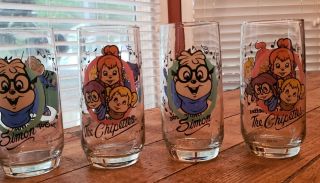 4 - 1985 Alvin The Chipmunks Simon & The Chipettes Collectible Glasses
