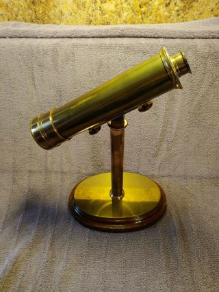 Vintage Van Cort Optics Brass Parlour Kaleidoscope On Wooden Base