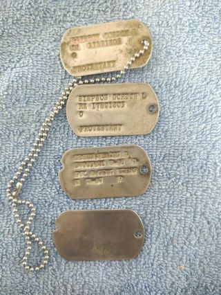 Korean War Era Army Dog Tags 4 Ct (1) T - 47 & (2) Ra