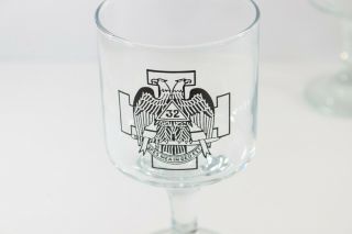 Set Of 4 32nd Degree Masonic Wine Glasses 32 Mason Scottish Rite Freemason Cup