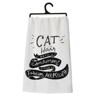 Cat Hair Fashion Accessory Funny Saying Kitchen Dish Dry Towel Animal Lover Gift
