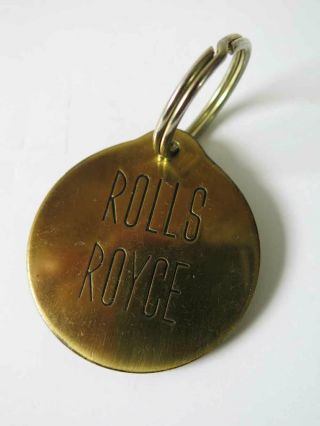 Vintage Solid Brass Rolls Royce Keychain Keyfob