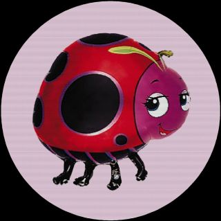 Ladybug Lady Bug Cartoon Pink Drink Coasters Polyester Top Rubber Bottom Setof4