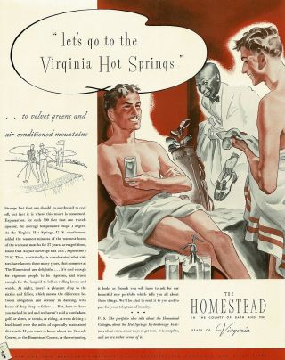 1930s Big Vintage Homestead Hotel Resort Virginia Hot Springs Golf Art Print Ad