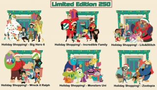Disney Employee Center Dec Holiday Shopping 6 Pin Set Big Hero Stitch Zootopia