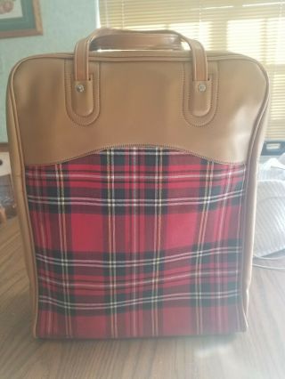 Vintage 1974 Thermos Picnic Set Red Plaid 2 Thermos Sandwich Holder & Bag 14 "