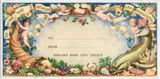 Orig 1950s Midland Bank Gift Cheque Check 4 - Page Advertising Leaflet Finance Ban