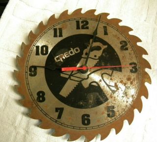 Vintage Credo Tools Saw Blade Shop Wall Clock 10 " Great Patina
