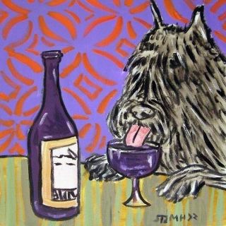 Bouvier Des Flandres At The Wine Bar Dog Art Tile Coaster Gift Artwork Modern