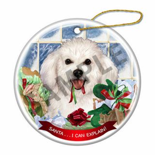 Bichon Frise Howliday Porcelain China Dog Christmas Ornament H2