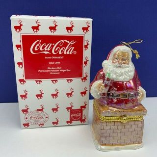 Coca Cola Christmas Ornament Coke Soda Pop Santa Claus 2004 Nib Box Pearlescent