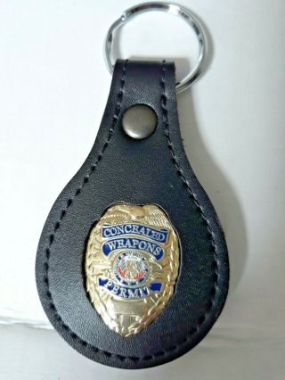 All Leather Concealed Carry Badge - Key Fob -