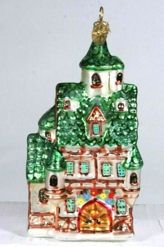 Christopher Radko Tudor Toy Shop Christmas Ornament 2001 Green Roof 4 Story Beam
