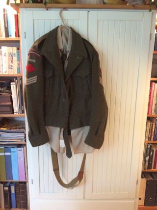 Vtg Battle Dress Large 1951 Surplus Canadian Military Jacket Pants And Suspender