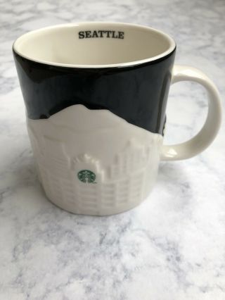 Starbucks Seattle Black & White Relief Skyline Ferry Coffee Mug Sku Intact