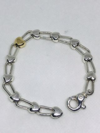 Authentic Tiffany & Co VINTAGE Silver 18K Gold Heart Padlock Link Bracelet 3
