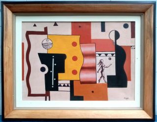 Oil On Canvas By Fernand Leger With Frame Hand