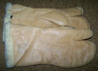Ww2 A - 9a Leather Mittens,  Sheep Lined,  Size Large,  1944,  U.  S.  Issue