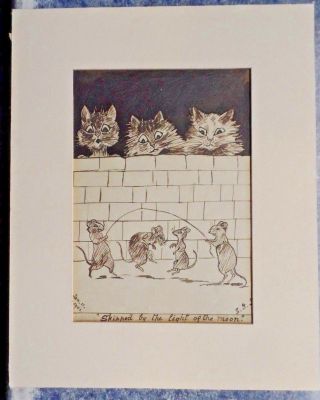 Cats After Louis Wain " Skipped By The Light Of The Moon " Ink On Paper 1900/1901