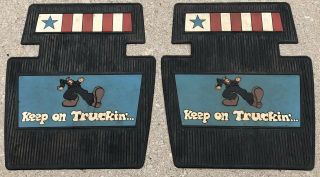 Vintage 60s 70s Keep On Truckin Rubber Car Floor Mats American Flag Robert Crumb