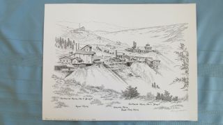 Victor Colorado Battle Mountain Mines 1898 Signed George Foott Pen & Ink Drawing