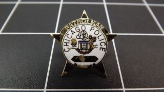 Chicago Police Patrolman Star White Enamel Lapel Pin