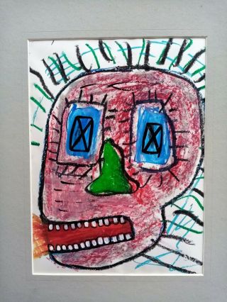 STUNNING PAINTING BY JEAN - MICHEL BASQUIAT 1982 OILSTICK ON PAPER WITH FRAME 2