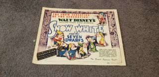 Walt Disney Snow White And The Seven Dwarfs Lobby Card R A R E Rko 1937