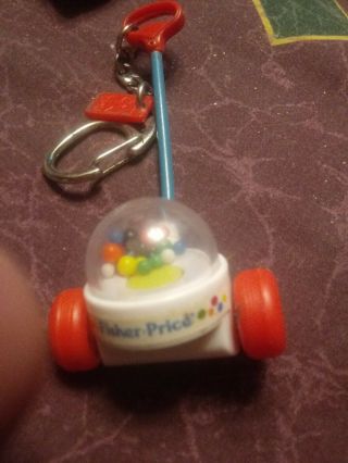 Fisher Price Miniature Mini Popcorn Popper Push Toy Keychain Key Chain