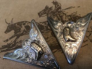 Mccabe Vintage 40s Western Sterling Gold10k Cowboy Boots Collar Tips Not Buckle