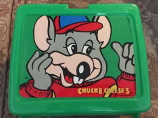 Vintage 1996 Chuck E.  Cheese Lunch Box Plastic Green Good Shape