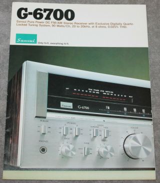 Vintage Sansui G - 6700 Stereo Receiver Sales Brochure Circa 1980