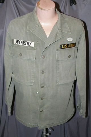 Korean War Era Us Army 2nd Pattern Herringbone Twill Hbt Shirt 82nd Airborne 38r