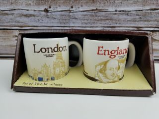 Nib Starbucks London England 3 Oz Espresso Coffee Demitasse Cups Set