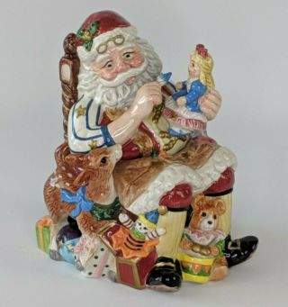 Fitz And Floyd Classics :: Santa Painting A Doll Christmas Holiday Cookie Jar
