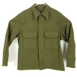 Us Korean War Era Og Olive Green 108 Wool Field Shirt 1953 Dated Large