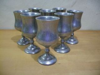 Carson Freeport Statesmetal Xiii Pewter Set Of 8 Wine/water Goblets Made In Usa