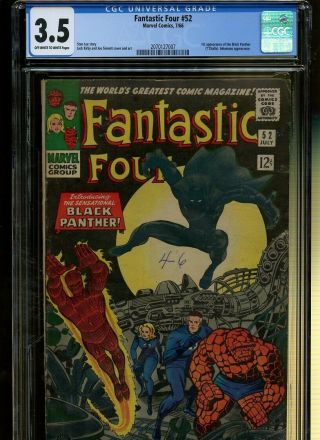 Fantastic Four 52 Cgc 3.  5 | Marvel 1976 | 1st Black Panther - T 