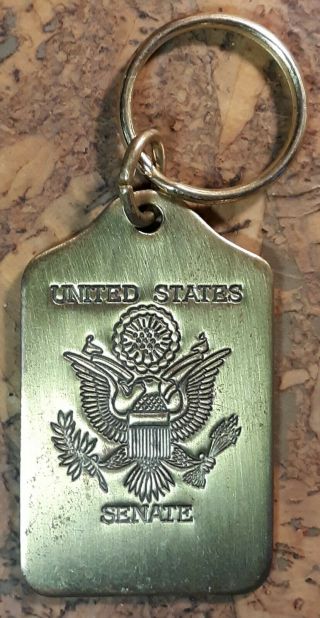 Vintage United States Senate Brass Tag Fob Vgc Lexington Solid Brass Usa