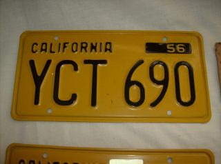 1956 - 62 California License Plates Yellow / Black VINTAGE HOT ROD MINTY 2