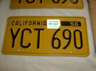 1956 - 62 California License Plates Yellow / Black VINTAGE HOT ROD MINTY 3