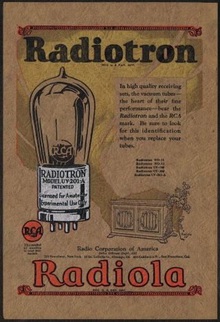 1920s Vintage Rca Radiotron Radio Vacuum Tube Art Deco Print Ad